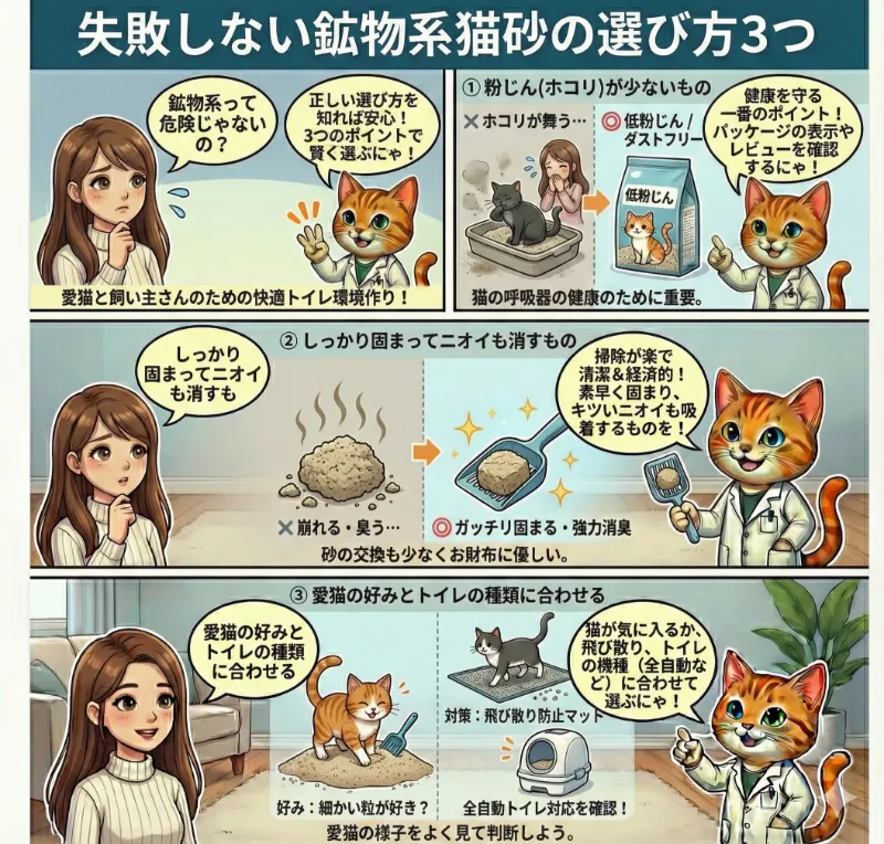 失敗しない鉱物系猫砂の選び方3つ
