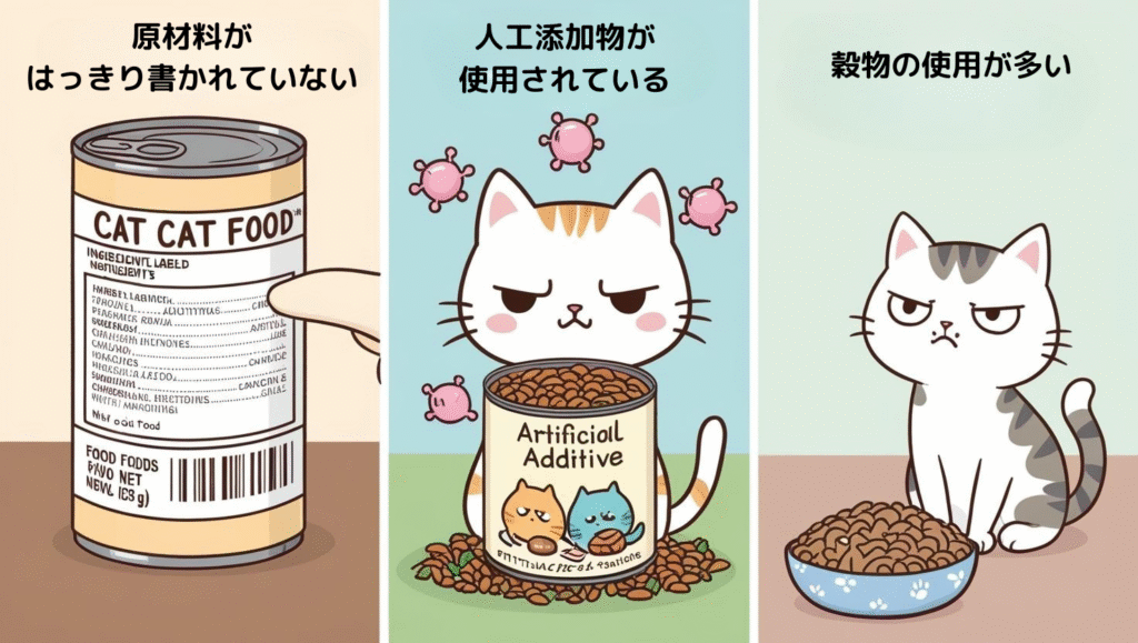 買わない方がいいキャットフードの特徴3つ