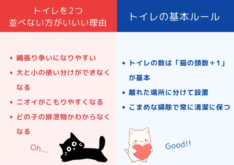 猫のトイレを2つ並べない方が良い理由