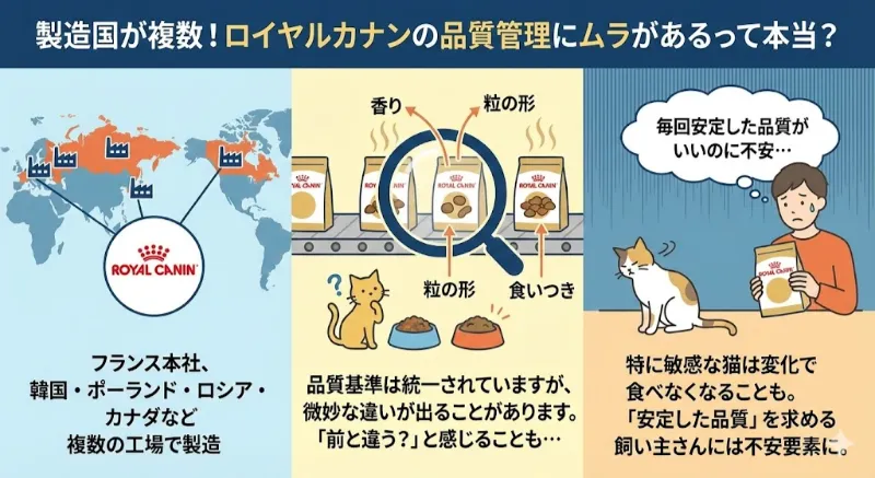 製造国が複数あるため品質管理にムラがある
